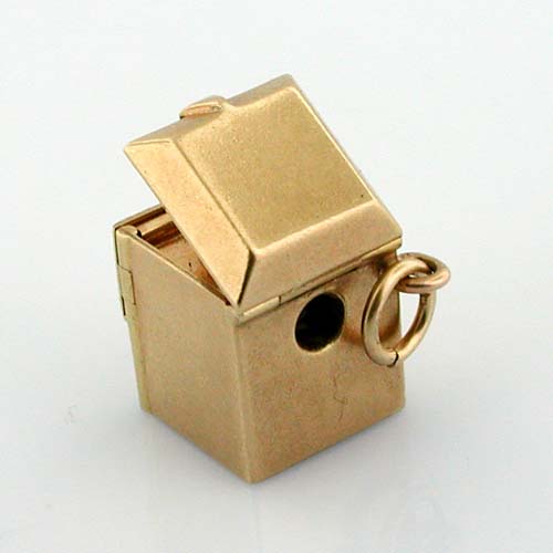 1950's Record Player Phonograph Stanhope Viewer Movable Vintage 14k Gold Charm 