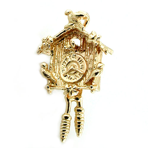 Cuckoo Coo Coo Clock Movable 14K Gold Charm