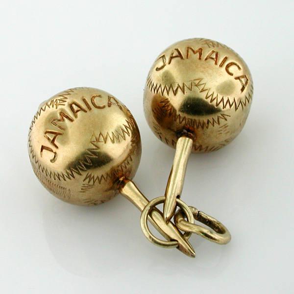 14K Gold Maracas Jamaica Calypso Movable Rattle Vintage Charm