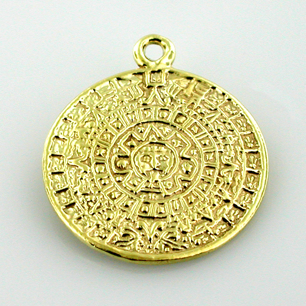 Aztec Mayan Maya Calendar 14K Gold Charm