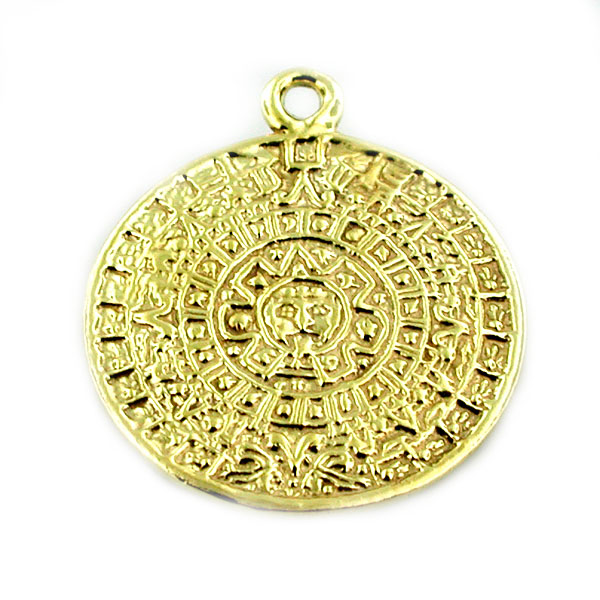 Aztec Mayan Maya Calendar 14K Gold Charm