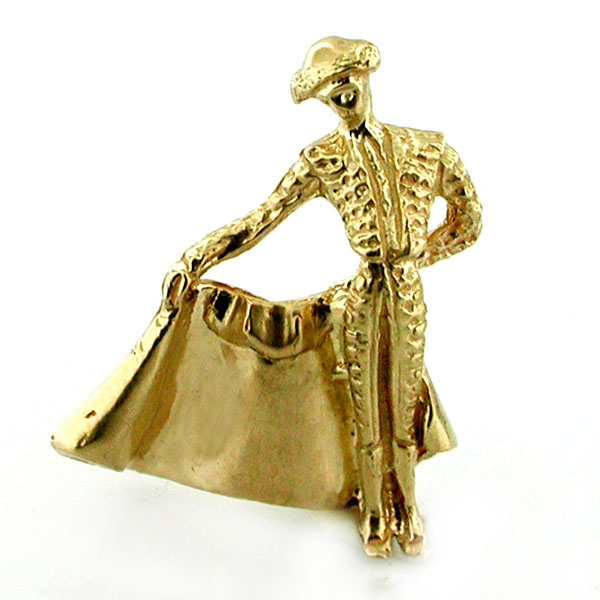 Bullfighter Matador Bull Fighter 14K Gold Charm 