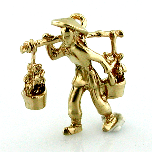 Oriental Flower Vendor 14K Gold Charm
