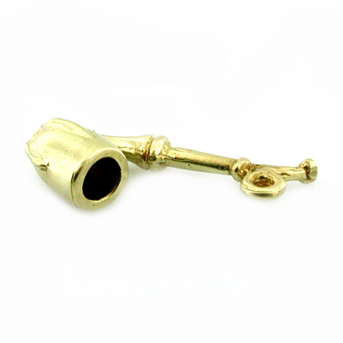 Tobacco Smoking Eagle Claw Pipe 14K Gold Charm