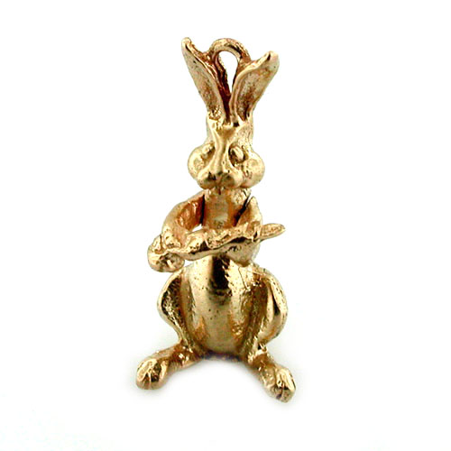  Rabbit with Carrot Movable 14K Gold Charm