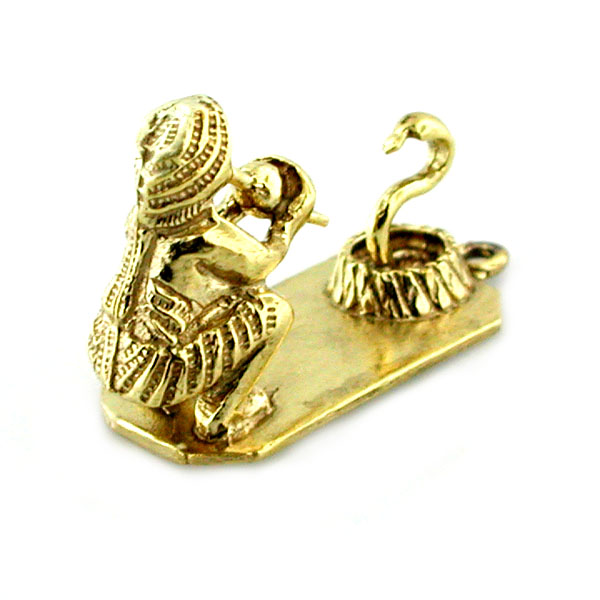 Indian Snake Charmer 14k Gold Charm 