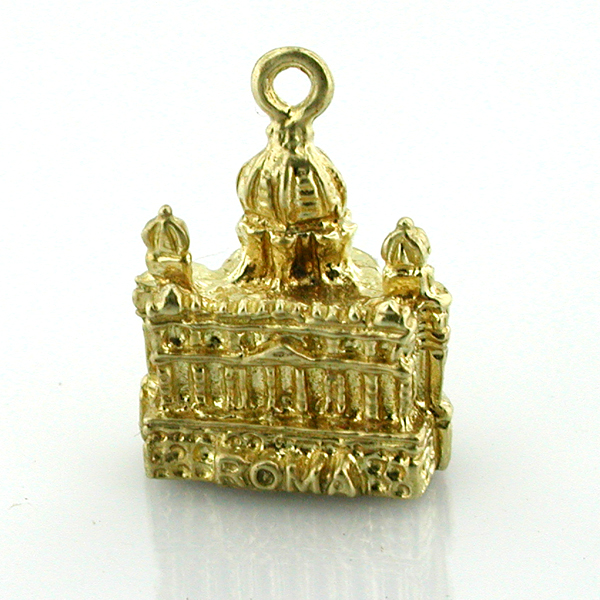 St Peters Basilica Vatican Roma 14k Gold Charm - Rome Italy