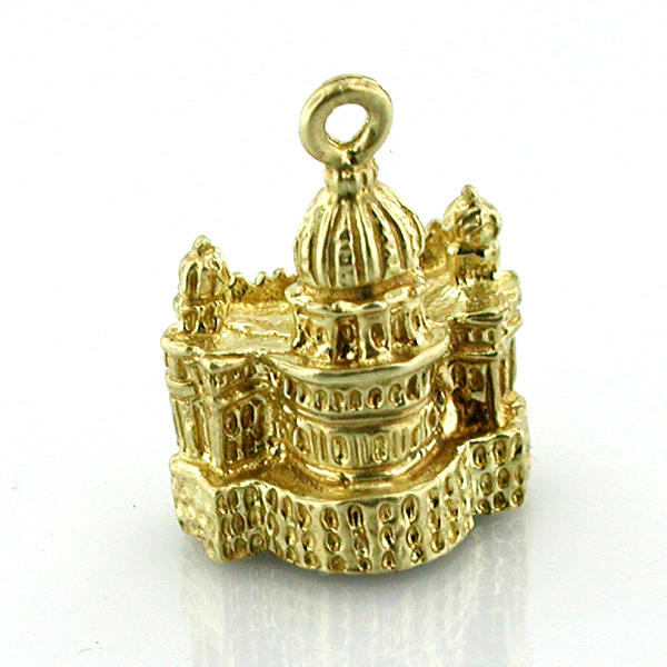 St Peters Basilica Vatican Roma 14k Gold Charm - Rome Italy