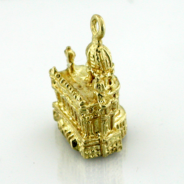 St Peters Basilica Vatican Roma 14k Gold Charm - Rome Italy