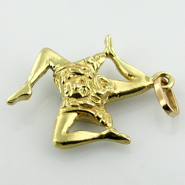 Trinacria Sicily Italy Symbol 14k Gold Charm Pendant