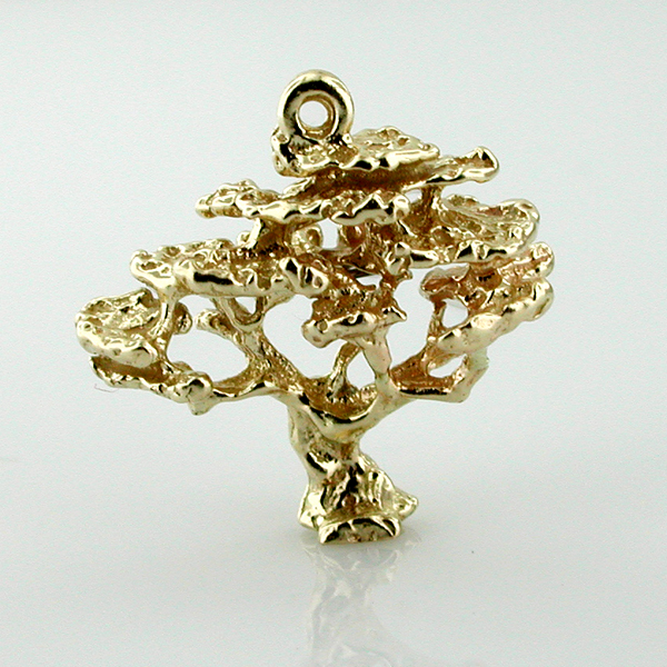 Bonsai Japanese 3D Tree 14k Gold Charm