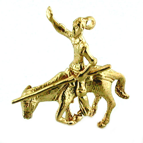 Don Quixote de La Mancha on his Horse 14k gold Charm