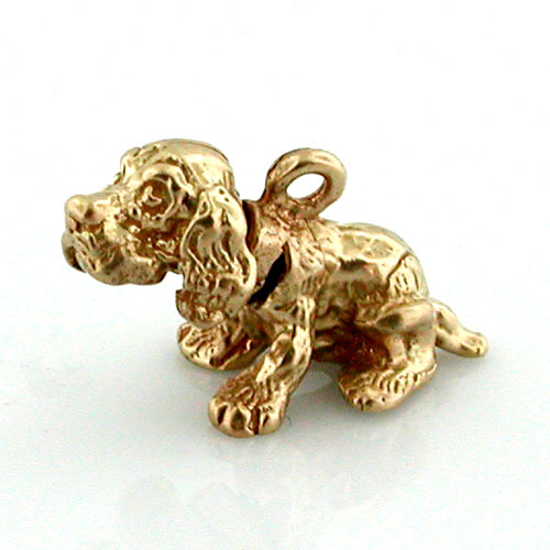 Bobbing Head Cocker Spaniel Dog Movable 14k Gold Charm