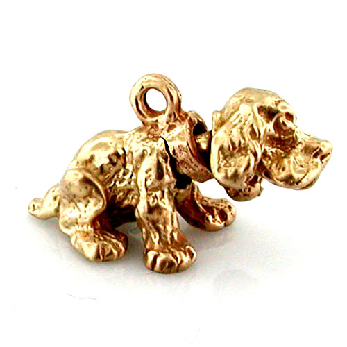 Bobbing Head Cocker Spaniel Dog Movable 14k Gold Charm