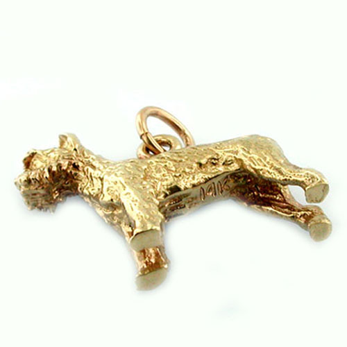 Schnauzer Terrier Dog 14k Gold Charm 