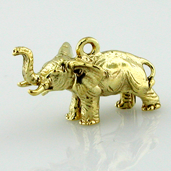 Elephant Lucky Trunk Up 14k Gold Charm