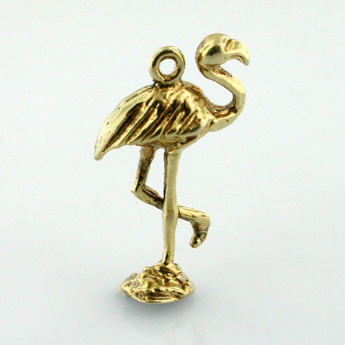 Flamingo Bird 14k Gold Charm