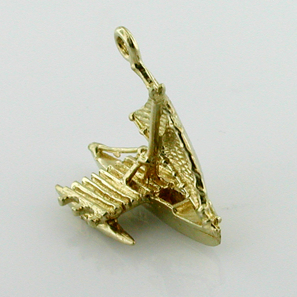 Hawaiian Outrigger Canoe Sail Boat 14k Gold Charm - Hawaii 