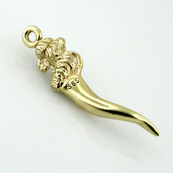 Italian Horn 14k Gold Charm Good Luck Pendant