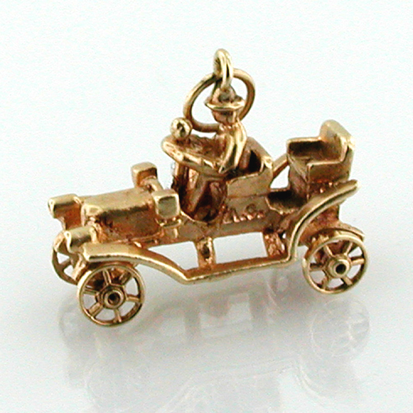 14k Gold Ford Model T Antique Car Vintage Movable Charm