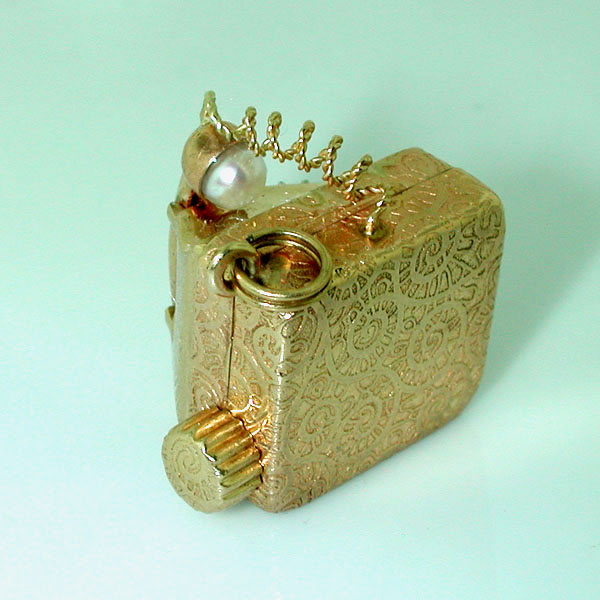 Vintage Rotary Dial Telephone Phone Music Box Diamonds Turquoise 14K