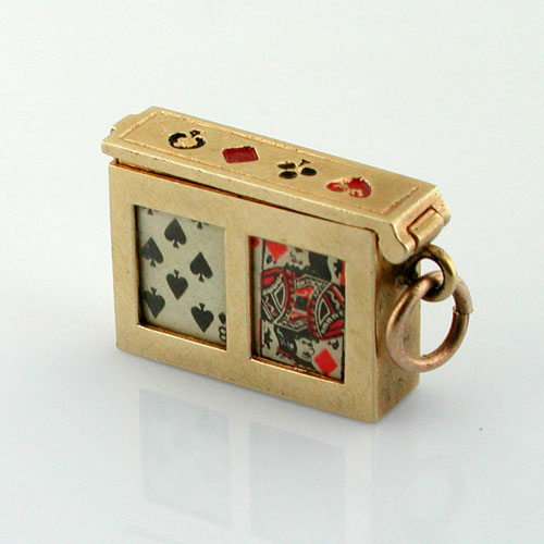 Deck of Playing Cards Movable Vintage 14k Gold Charm