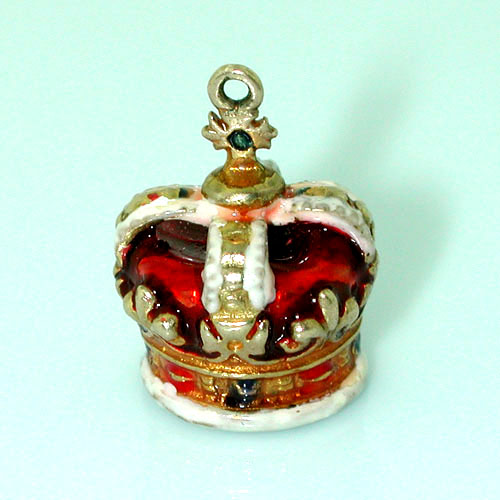 Enameled Royal Crown Vintage 14k Gold Charm