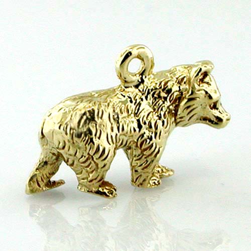 14k Gold Detailed Bear 3D Charm
