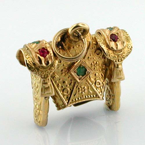 Jeweled Matador Jacket 3D Vintage 14K Gold Charm Pendant