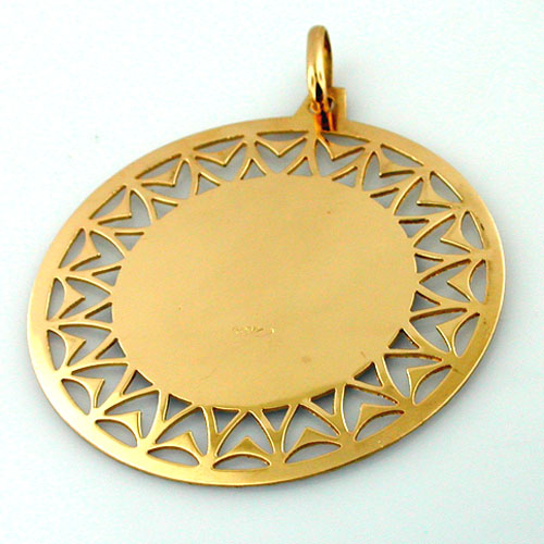 Large 18K Yellow Gold Saudi Arabia National Emblem Palm Tree Swords Pendant 