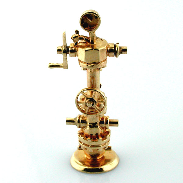 Antique Vertical Steam Engine Industrial Revolution Movable Vintage 14K Gold Charm
