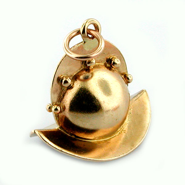14K Gold Rothenburg Medieval Helmet Vintage Travel Charm - Germany