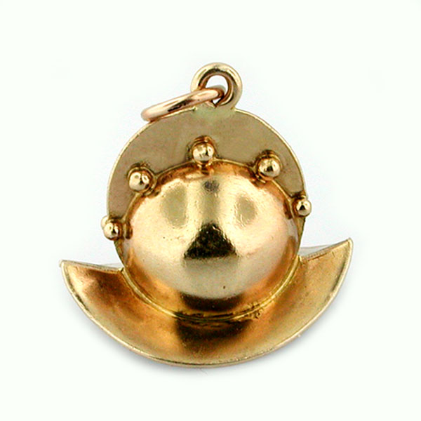  14K Gold Rothenburg Medieval Helmet Vintage Travel Charm - Germany