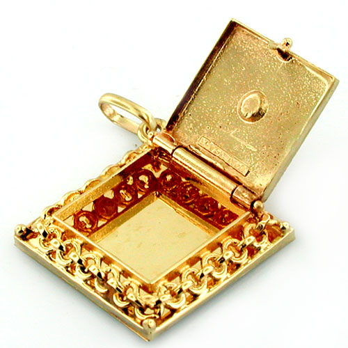 Vintage 14K Gold Fleur de Lis Locket Pendant Charm