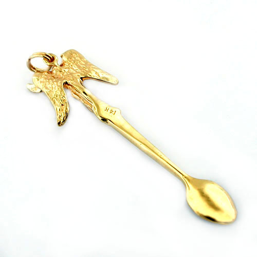 Angel on a Snuff Spoon 14k Gold Charm Pendant 