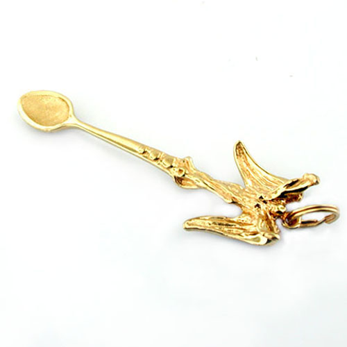 Angel on a Snuff Spoon 14k Gold Charm Pendant 