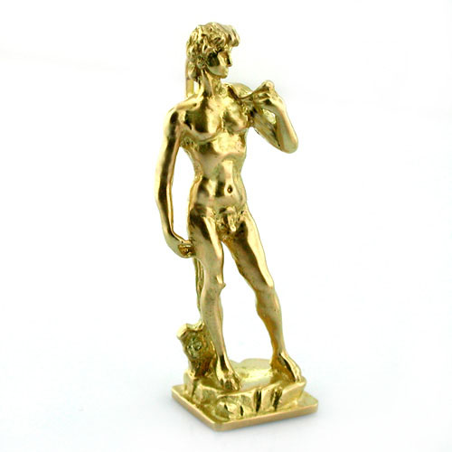 Michelangelo's David 18K Gold Vintage Charm Pendant Florence Italy
