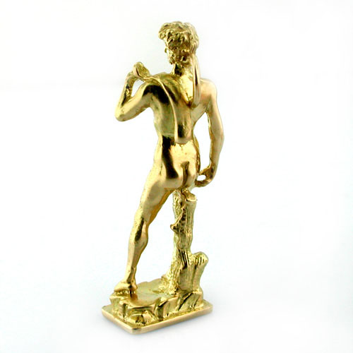 Michelangelo's David 18K Gold Vintage Charm Pendant Florence Italy