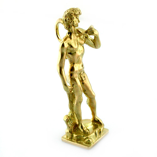 Michelangelo's David 18K Gold Vintage Charm Pendant Florence Italy