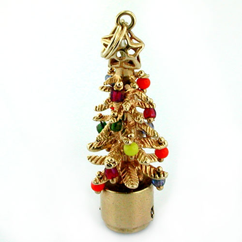 
Rare 1960's Christmas Tree 14K Gold Vintage AC Charm Lights Up Like Litacharm 