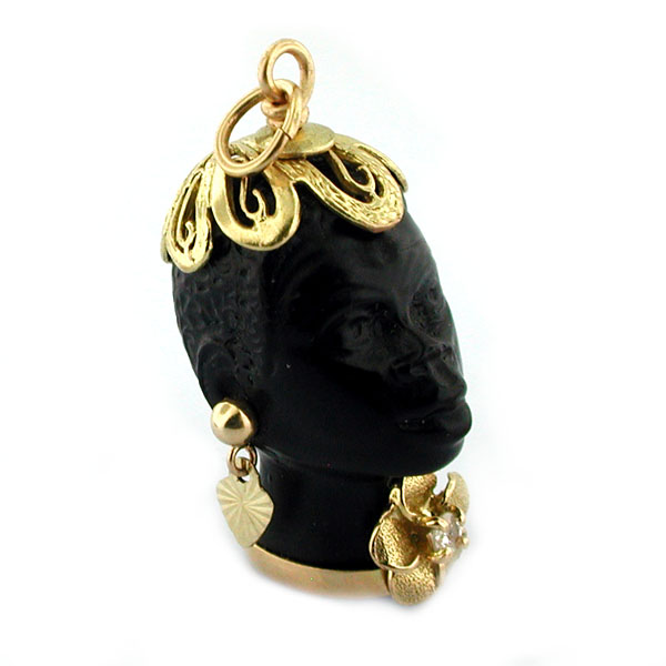 Vintage 18K Gold Blackamoor Diamond Charm Pendant
