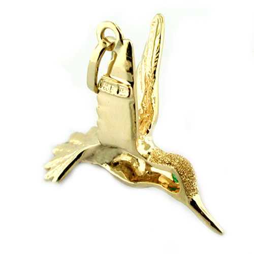 Hummingbird Bird 14k Gold Charm Pendant