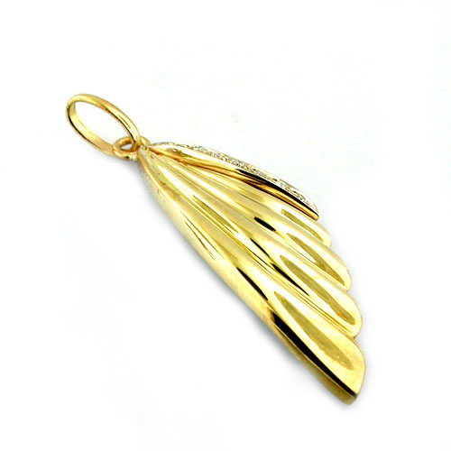  18K Gold Angel Wing Diamonds Charm Pendant