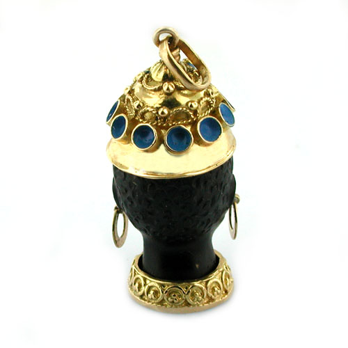 18K Gold Blackamoor Vintage Charm Pendant