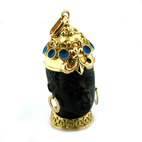 18K Gold Blackamoor Vintage Charm Pendant