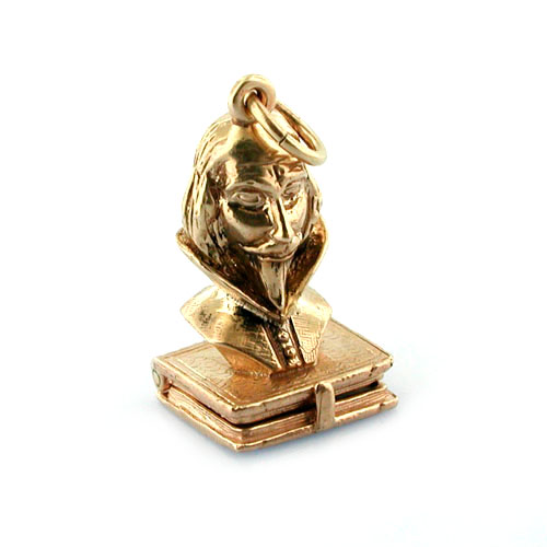 Rare The Works of Shakespeare 14K Gold Book Vintage Charm Pendant