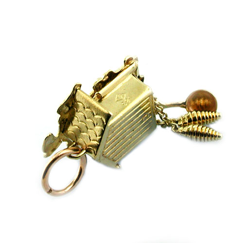 14K gold Coo Coo Cuckoo Clock Vintage Movable Charm