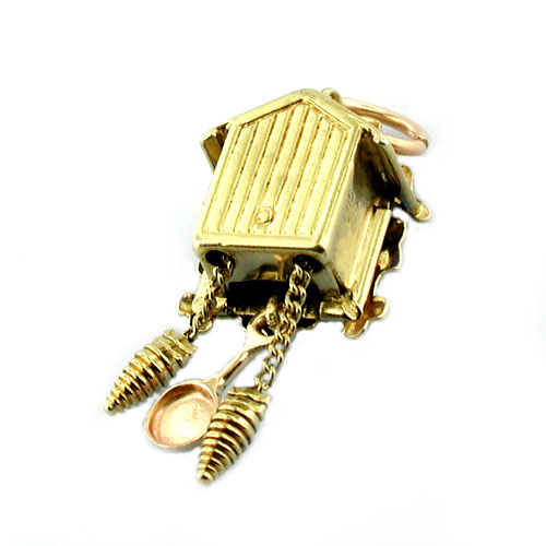 14K gold Coo Coo Cuckoo Clock Vintage Movable Charm