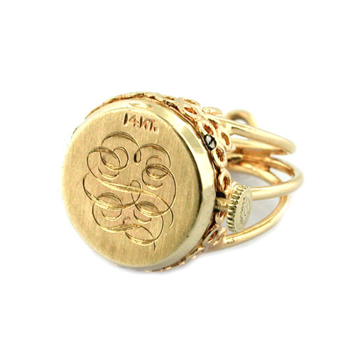 14K Gold Dankner Christmas Tree Angels Living Charm Mechanical Vintage Pendant