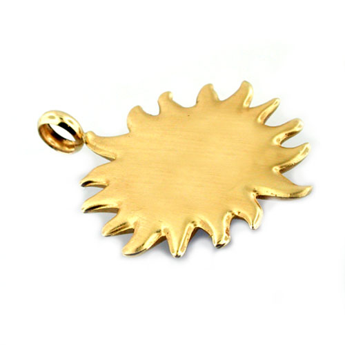 Sun Face Vintage 14K Gold Charm Pendant 